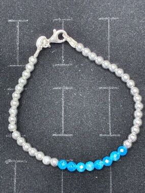 Silpada Sterling Silver Bead Bracelet with Blue Accent Beads